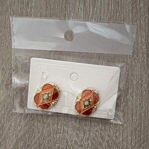 Elegant Gold and Green Costume Earrings